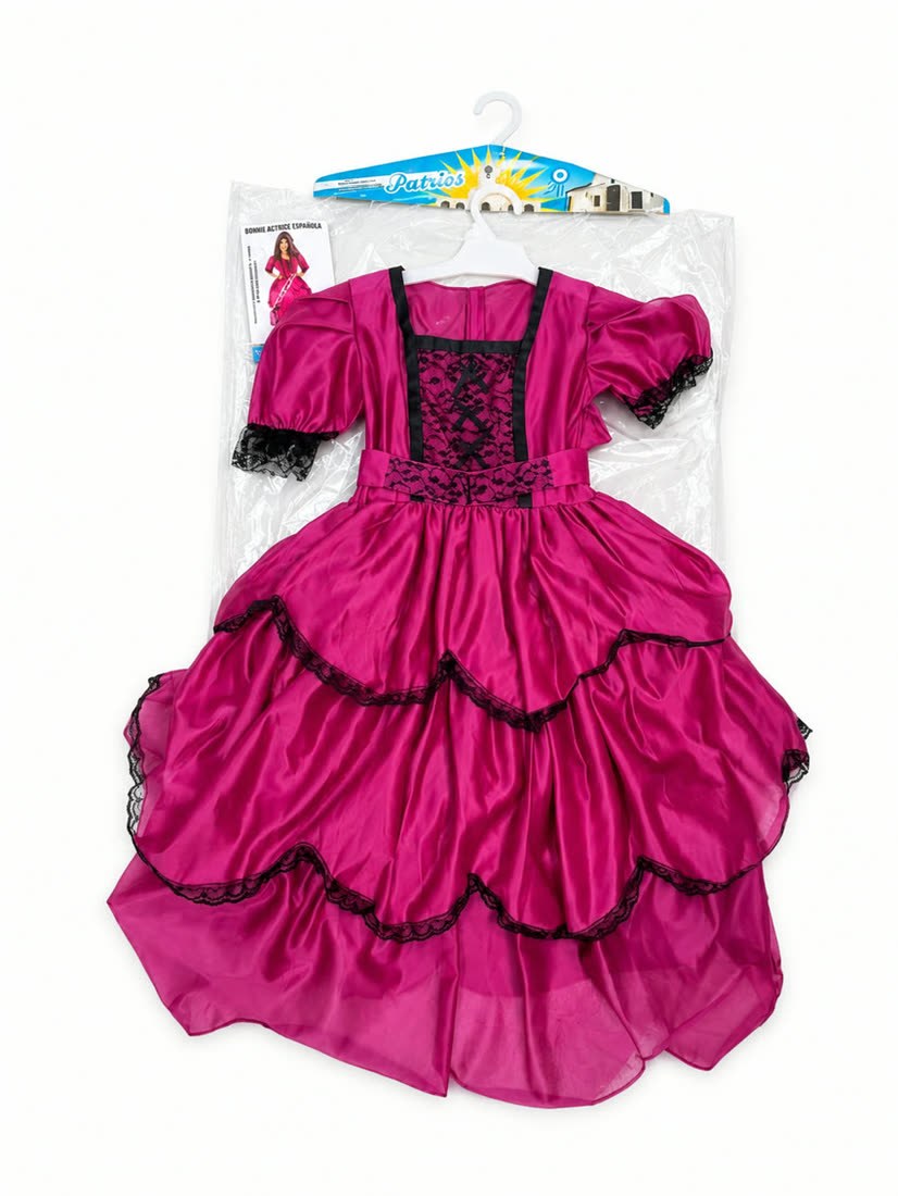 Disfraz vestido fucsia con encaje