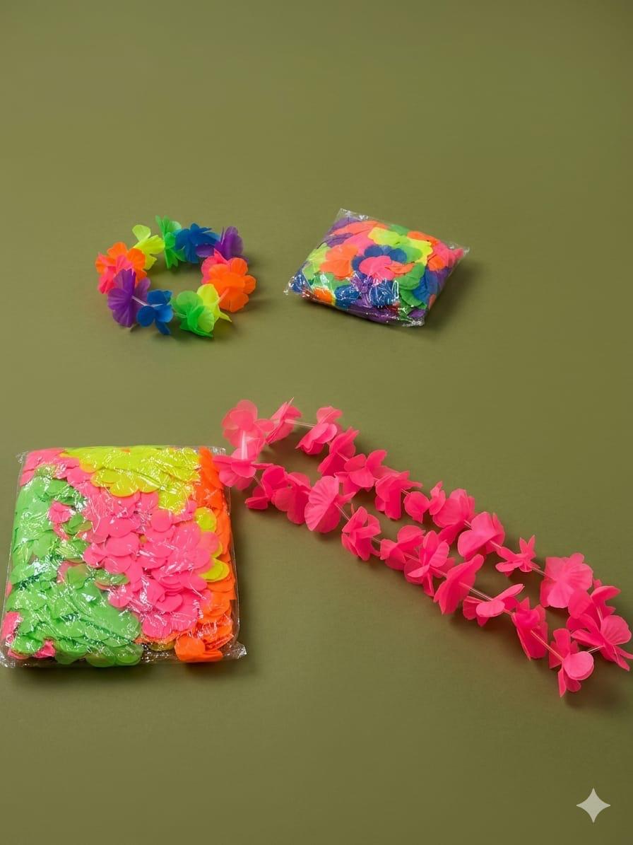 Collares y vinchas hawaianas fluo
