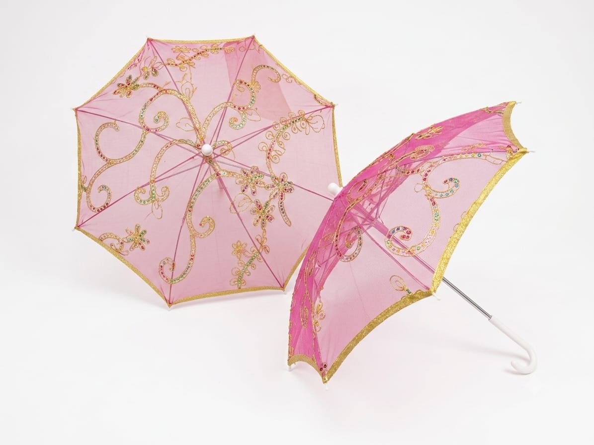 Sombrillas de tul con lentejuelas