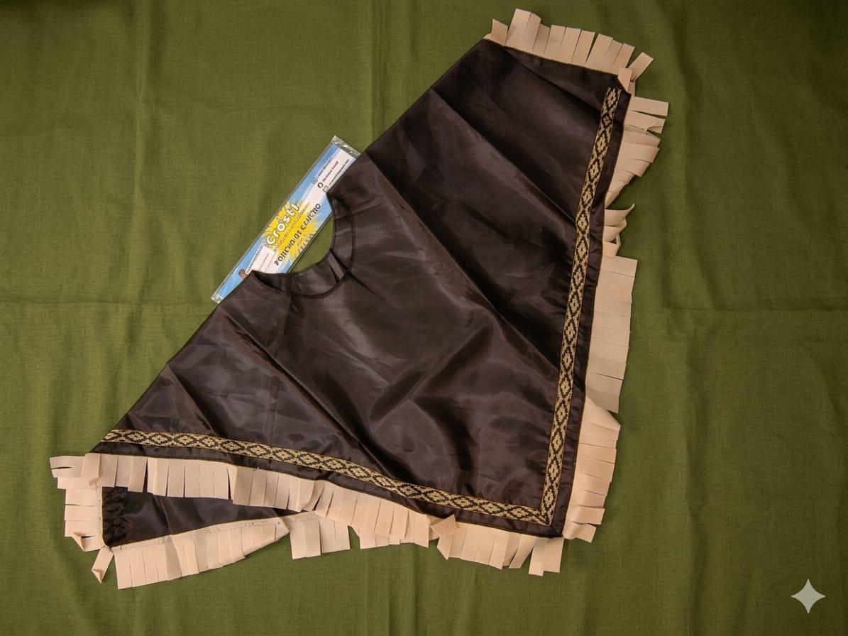 Poncho de gaucho marrón con flecos