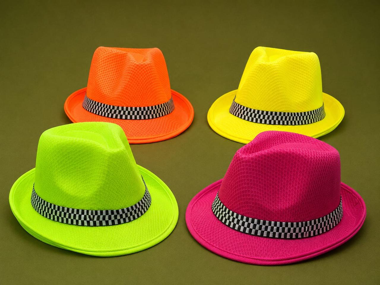 Sombreros fedora neón