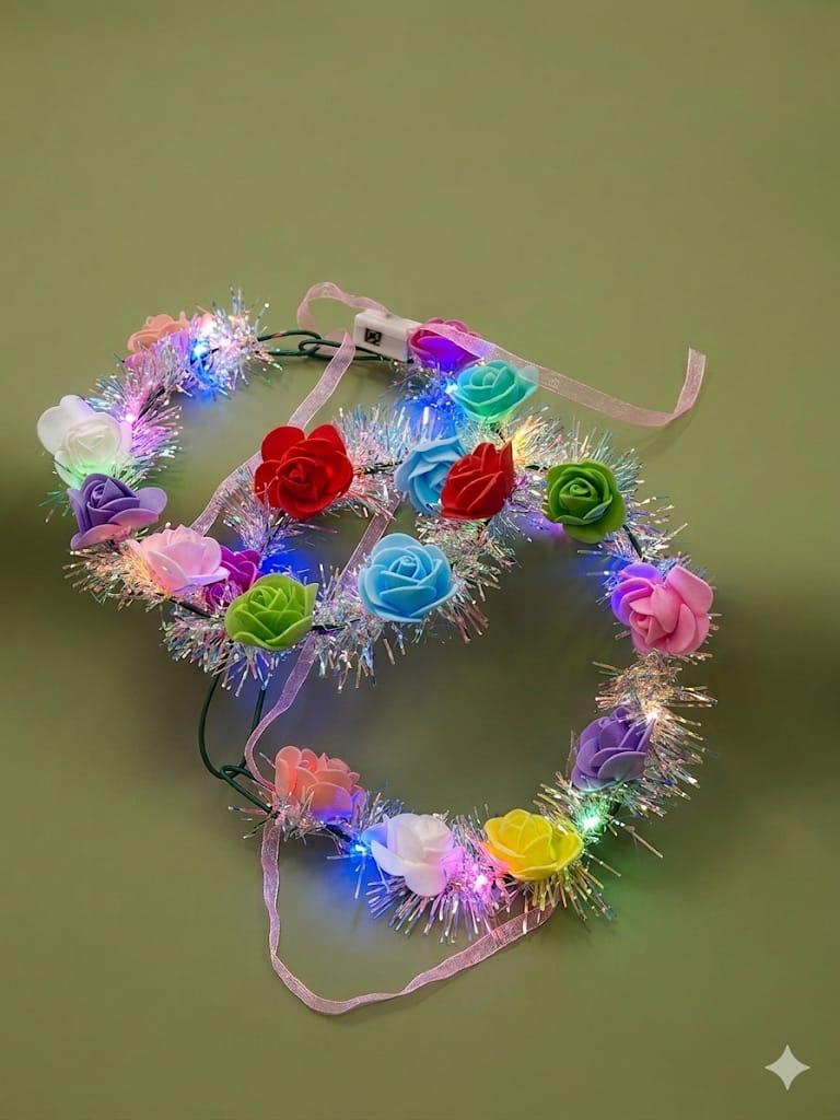 Vincha corona de flores con luces LED